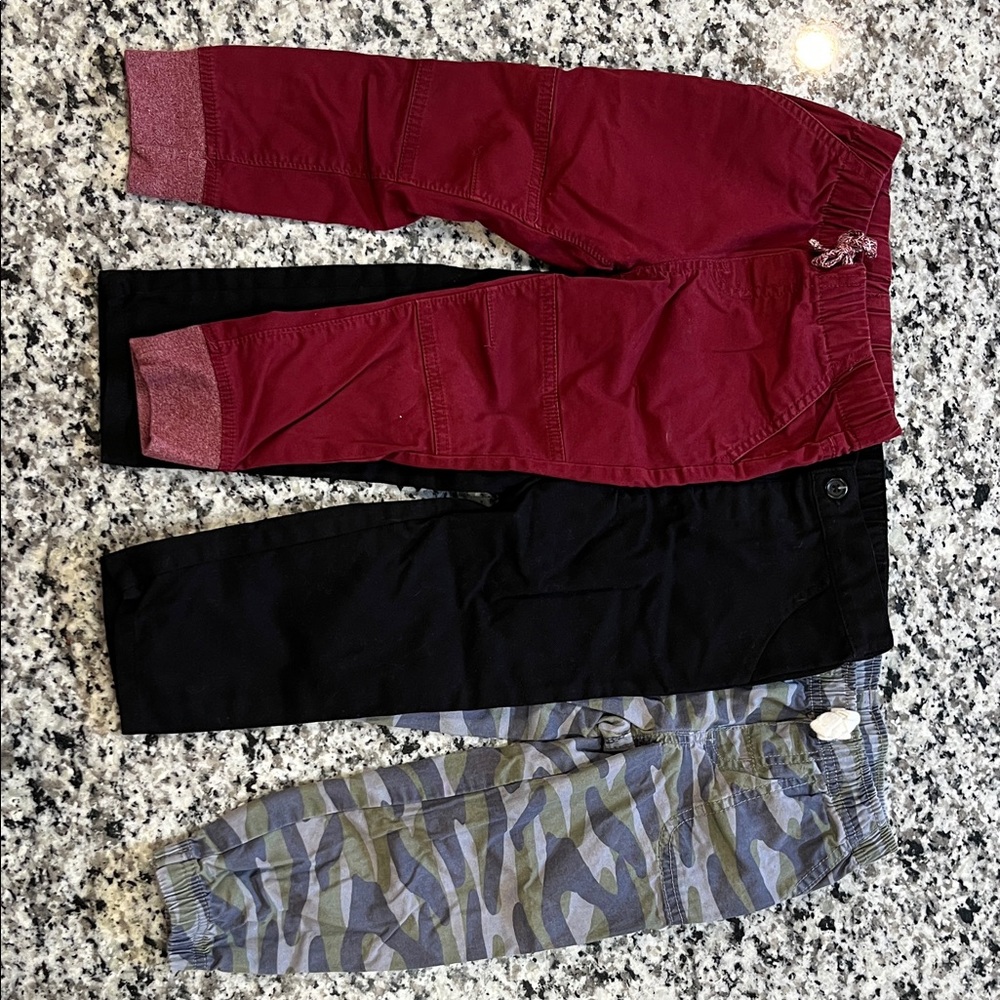 Stylish Kids Bottoms Set - Red, Black, and Camouflage